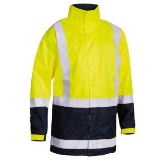 HR6966-Yellow/navy Hivis Taped Rain Shell Jacket