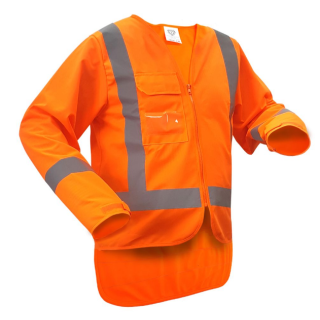 HV1501-Orange, Long Sleeve HiVis Safety Vest