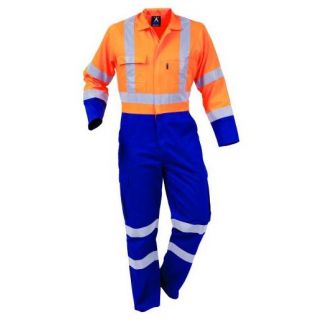 OA-TTPPCLT-Fluoro Orange/Royal Protex Overall, Day/Night, Poly/Cotton, Zip
