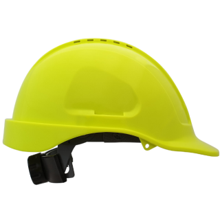 PF100STR - Yellow Mid Peak, Vented Safety Hard Hat- Ratchet